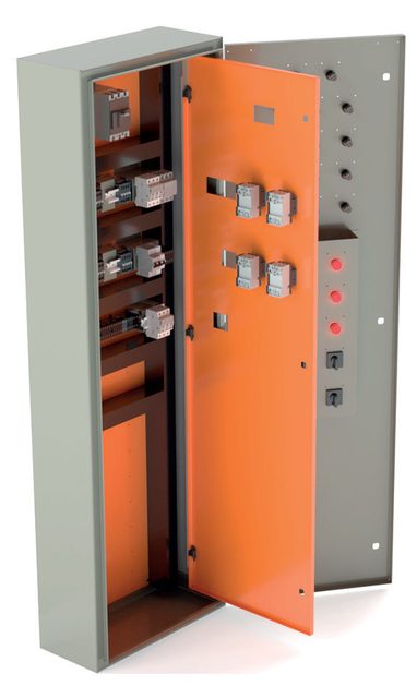 Quadro Bimbo vertical estreito aberto, com espelho laranja e componentes de comando